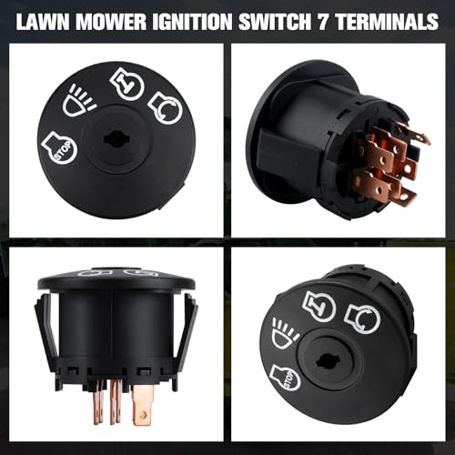 Lawn Mower Ignition Switch Key 4 Position 7 Terminals for John Deere L100 L105 L110 L111 L118 L120,Craftsman, Husqvarna, MTD, with 2 Keys Replace# 532175566 175566 163968 925-1741 GY20074 94762