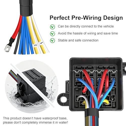 Weasch 12V 6 Way Pre-Wired Fuse Relay Box Kit with Two 80A 4-Pin Relays