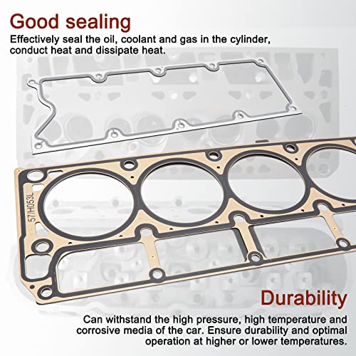 AUTOBABA GEN 3 III LS Gasket Set Kit & LS Head Gaskets Compatible with 1999-2010 GM Chevy Silverado GMC Sierra 1500 2500 Engine LS1 LS6 LQ4 LQ9 4.8L 5.3L 5.7L 6.0L Replace# 12558178 12551933 12611384