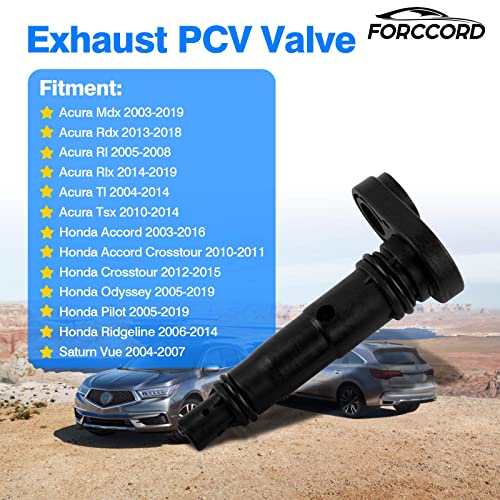 Forccord Exhaust PCV Valve Compatible with Honda Accord Acura Odyssey Pilot TL Saturn Vue Positive Crankcase Ventilation Valve Replace# 17130-RCA-A02 17130RCAA01 PCV374 Car Replacement Accessories