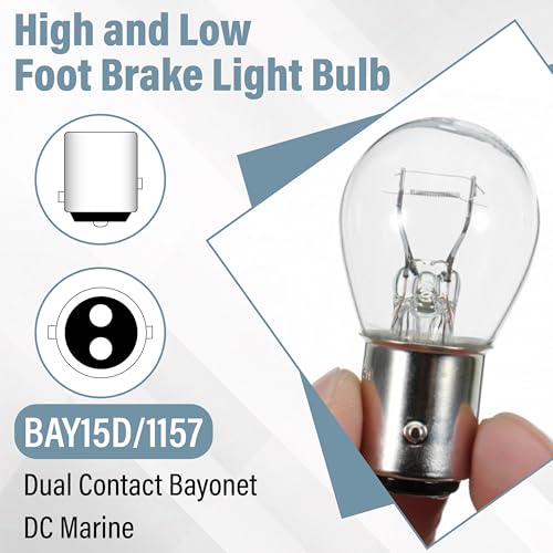 10 PCS 1157 Bulb, P21 5W S25 BAY15D Brake Light Bulb, Double Tail High and Low Foot Turn Signal Bulbs, Universal Halogen Tail Light Parking Lights,Compatible with 7528 2357 2057 1016 1034 1076 (White)
