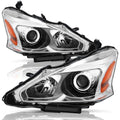 TUSDAR Upgraded Lens Headlights Assembly Fit for 2013-2015 Nissan Altima Halogen Headlamps Replacement Chrome Housing with Amber Reflector