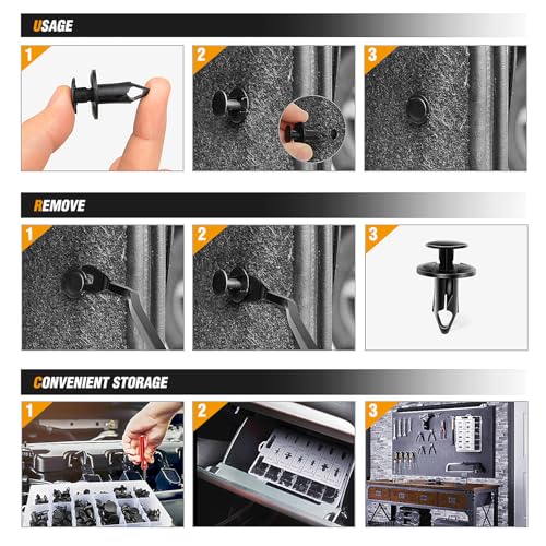GOOACC 240PCS Bumper Retainer Clips Car Plastic Rivets Fasteners Push Retainer Kit 12 Popular Sizes Auto Push Pin Rivets Set -Door Trim Panel Fender Clips for GM Ford Toyota Honda Chrysler