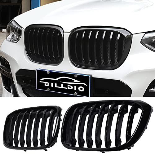 BILLDIO X3 G01 X4 G02 Grille - Black Kidney Grill Compatible With 2018-2021 X3 G01 2019-2021 X4 G02，ABS Single Slat Gloss Black