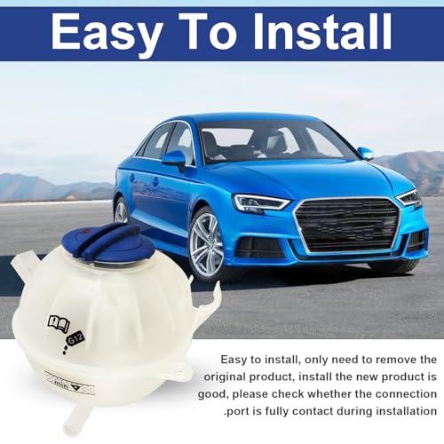 603-253 1K0121407A Coolant Reservoir Tank with Cap for 2006-2019 Aud1 A3 Q3 TT RS3 & VW Jetta Passat Golf GTI Beetle CC Eos Rabbit (2006-2019 Models) - Replacement Engine Coolant Expansion Tank