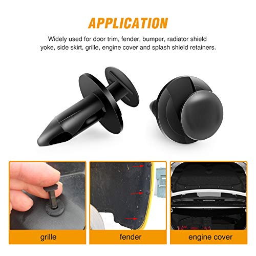 GOOACC Universal Plastic Fender Clips,200 Pcs Push Bumper Fastener Rivet Clips with 6 Size Auto Body Retainer Clips Bumpers,Car Fender Replacement for GM, Ford & Ch, GRC-47
