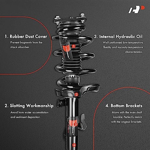A-Premium Front Pair (2) Complete Strut & Coil Spring Assembly with Volvo C30 2007-2013, C70 2008-2013, S40 2004-2011, V50 2005-2011, Driver & Passenger
