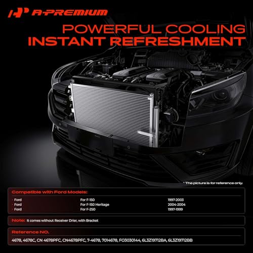 A-Premium Air Conditioning A/C Condenser Compatible with Ford F-150 1997-2003, F-250 1997-1999, F-150 Heritage 2004, Replace# 4678, 6L3Z19712BA
