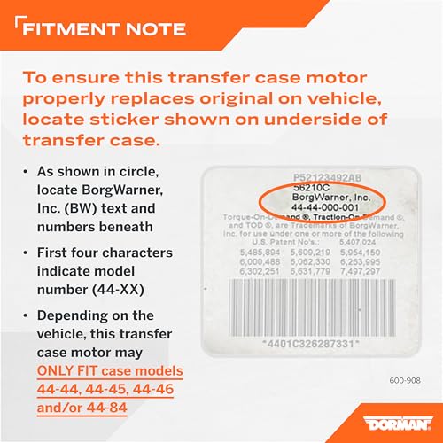 Dorman 600-908 Transfer Case Motor Compatible with Select Models