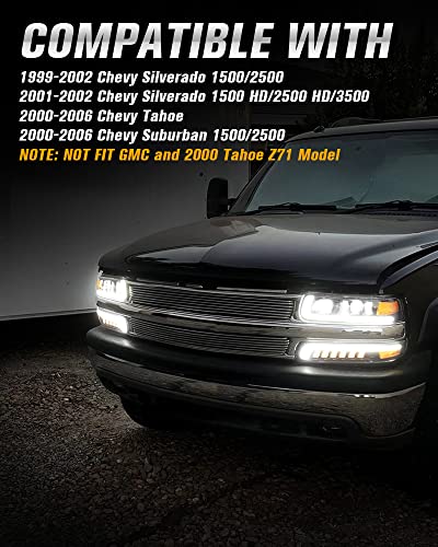 LED Headlights Assembly PRO for 99-02 Chevy Silverado, 00-06 Tahoe/Suburban