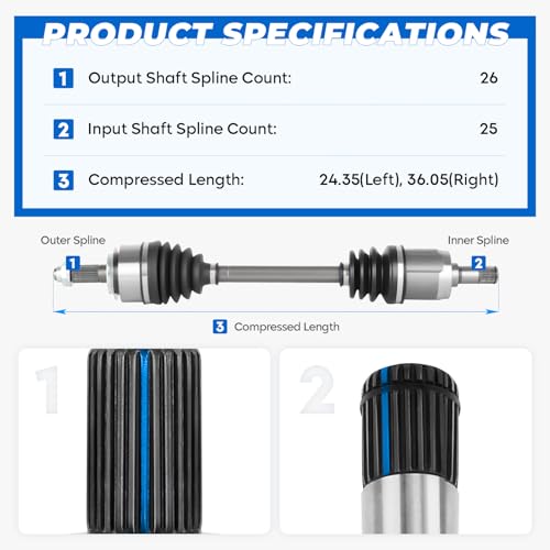 TadaMark 2PCs Front CV Axle Shaft Assembly Fit for Honda Civic 1.8L 2006-2015 (for 2014-2015 Civic Natural Gas, Sedan Only) L4, Automatic Transmission, Left and Right Side, for 66-4233, 66-4232