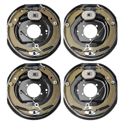 VEVOR Electric Trailer Brake Assembly, 12" x 2", 2 Pairs Self-Adjusting Electric Brakes Kit for 7000 lbs Axle, 5-Hole Mounting, Backing Plates for Braking System Part Replacement (2 Right + 2 Left)