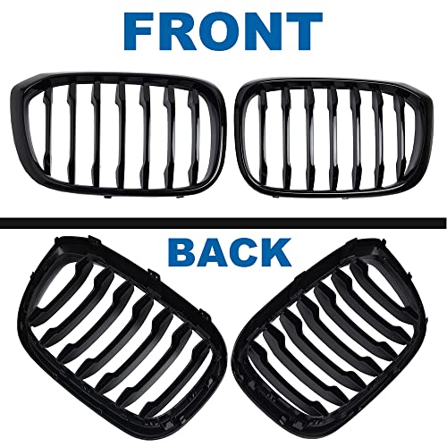 BILLDIO X3 G01 X4 G02 Grille - Black Kidney Grill Compatible With 2018-2021 X3 G01 2019-2021 X4 G02，ABS Single Slat Gloss Black