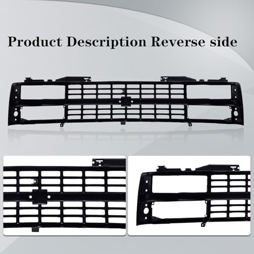 CarPartsDepot Front Grille Grille Black Shell With Black Insert Compatible With CHEVROLET 1988-1993 C/K 1500 2500 3500 & 1992-1993 Blazer GM1200228