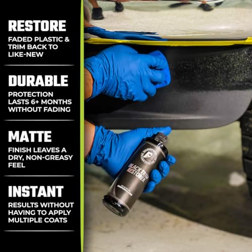 ExoForma Black Trim Restorer - Lasts 6+ Months, Dye Infused Waterproof Plastic Restorer for Cars - Perfect for Faded Bumpers, Trim & Vinyl on Jeeps, Truck Beds, Avalanches & ATVs | 4oz Kit