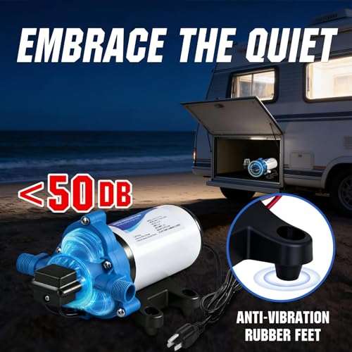 DC HOUSE 110V RV Camper Water Pressure Diaphragm Pump, 4GPM 50PSI 33-Series, On Demand Fresh Water Pump with Pressure Switch for Bathroom Shower Kitchen Sink, Food Truck & Marine Use