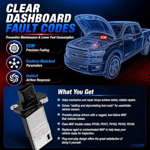 OYEAUTO Mass Air Flow Sensor 3L3A-12B579-BA AFLS131 Compatible with Ford F150 F250 E150 E250 E350 for Lincoln,for Mercury