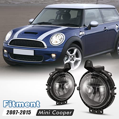 AUTOWIKI Front Bumper Fog Light Assembly for 2007-2015 Mini Cooper R56/ Convertible, 2006-2013 Mini Clubman With Smoke Lens 2PCS Fog Lights Replacement Set
