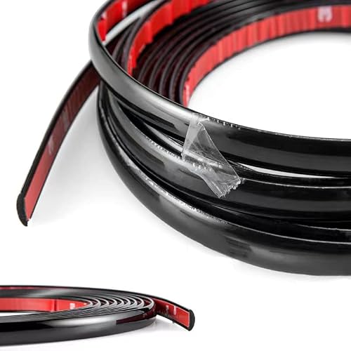 NANSH 16Ft Glossy Black Extra Thick Auto Molding Trim Universal Bumper Window Door Body Side Decorative Strip Scratch-Proof (Width: 1/4inch [6mm])