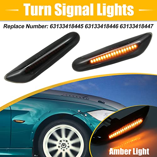 X AUTOHAUX Full LED Side Turn Signals for BMW 1 3 5 Series E36 E46 E60 E87 E90 E92 X1 X3 63133418447 63133418448 Fender Side Marker Amber Light Assemblies Front Flowing LED Lamps Lights 2pcs