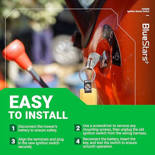 BlueStars 045898 Ignition Starter Switch 2 Keys - Compatible with Hustler Exmark Lazer Z Super Z Mini Z Hydro Walk Behind Mini - Replaces Husqvarna 532158913 Toro 1-543070 Bobcat 128010 AYP 158913