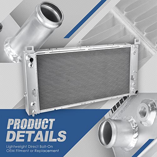 Auto Dynasty Radiator Compatible with 1999-2014 Cadillac Escalade Chevy Silverado Suburban GMC Sierra Yukon H2 4.8L 5.3L 6.0L 6.2L, 34 Inches Core 3-Row Cooling Radiator, Full Aluminum