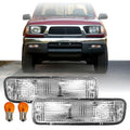 USR 95-00 Tacoma 2WD Bumper Light – Front Turn Signal Lamps (Left + Right) Pair - Compatible with 1995-1997 Toyota Tacoma 2WD/4WD & 98-00 Tacoma 2WD without Pre-Runner Truck (CLEAR LENS w/Amber Bulb)