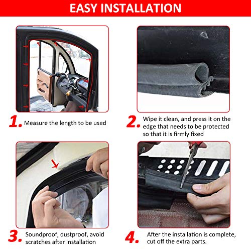 DGSL Car Weather Stripping, 20Ft Automotive Door Seal Strip with Side Bulb Rubber Seal for Cars, Boats, Trucks, RVs