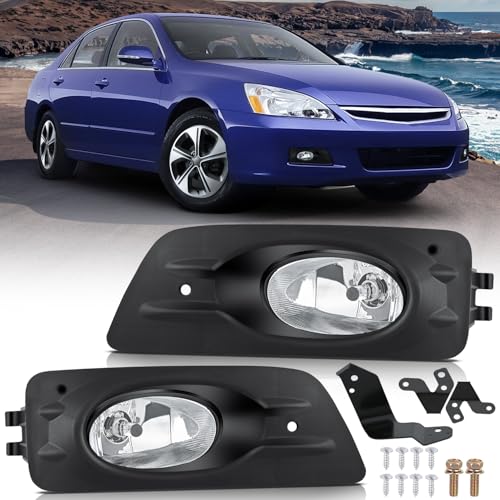 Nilight Fog Lights Assembly Compatible with 2006 2007 Honda Accord Sedan 4 Door w/H11 12V 55W Bulbs Clear Lens Driver and Passenger Side