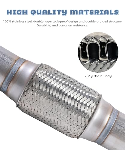 UNLRAE Flex Pipe,Heavy Duty Exhaust Flex Pipe,Car Accessories Stainless Steel Flexible Exhaust Pipes,Universal Muffler Tube Automotive Replacement,Suitable for Most Cars,Trucks (2.25"x6"/10")