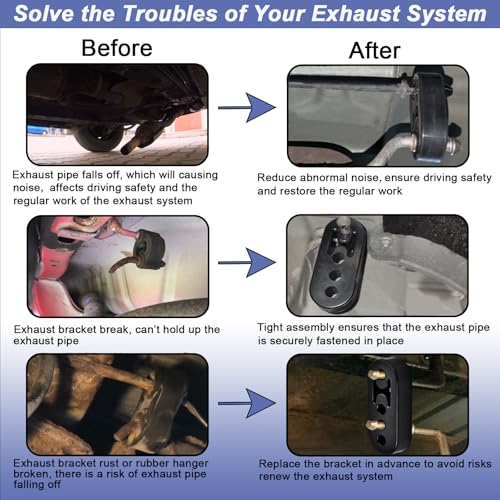 CAROTUPY Heavy Duty Rubber Exhaust Hanger Rod Set, 7.6" Long 3/8"Rod 90° + 10" Long Straight Muffler Hanger + 2 Hole 4 Hole Rubber EPDM Bushing Exhaust Rubber Hanger for Automotive (16Pcs)