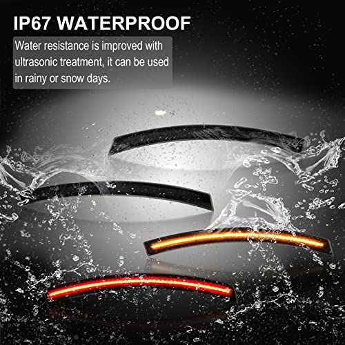 R&F Auto 4PCS Smoked Lens LED Front Rear Side Marker Lights Compatible with Corvette C7 (2014-2019) /Grand Sport/Stingray/Z06 /ZR1 Amber Red LED Sidemarker Lamps Bumper Turn Signal Lights