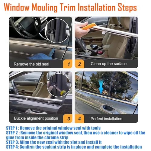 Dxuekeo Weather Stripping Window Molding Trim Seal Compatible with Toyota Rav4 2009-2012 Replace# 75710-0R020 75720-0R020 75730-0R020 75740-0R020