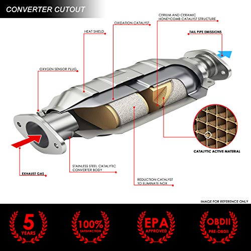 DNA MOTORING Factory Style Catalytic Converter Exhaust Pipe Compatible with 01-05 Civic EX GX, OEM-CONV-018