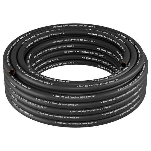 50FT 3/8"ID - 3/4” OD Air Brake Rubber Hose, Dazakoot S.A.E. J1402 and D.O.T.F.M.V.S.S. 106 Approved Replacement Hose for Semi Truck Trailer Tractor
