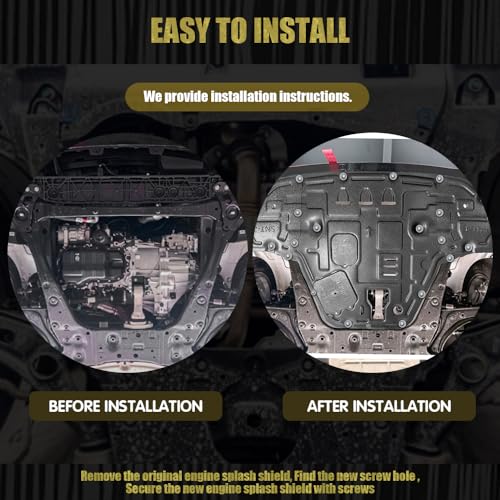 Engine Splash Shield Fit for Hyundai Sonata 2020-2023 Engine Case Guard Under Cover Compatible with 2021 2022 Sonata Front Engine Guard Mud Flaps