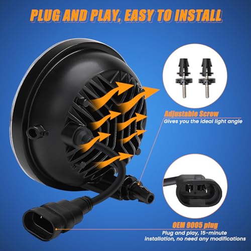 KARSAM Round LED Fog Lights for 2005-2011 Toyota Tacoma, 2007-2013 Tundra, 2004-2006 Solara, 2008-2015 Sequoia Accessories, Front Bumper Driving Fog lamp Plug and Play DOT Approved Fog Light Assembly