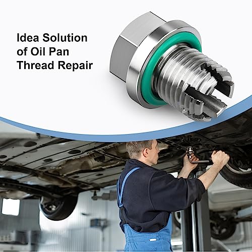 M14.1-1.5 x 15mm Oversize Piggyback Oil Drain Plug, Stainless Steel Self Tapping Oil Pan Thread Repair Kit