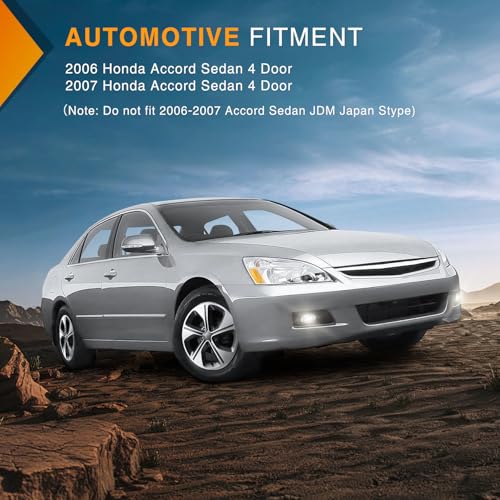 Nilight Fog Lights Assembly Compatible with 2006 2007 Honda Accord Sedan 4 Door w/H11 12V 55W Bulbs Clear Lens Driver and Passenger Side