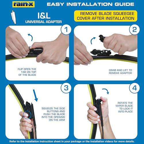 Rain-X Silicone AdvantEdge Wiper Blade 21" Windshield Wiper Blades Replacement, All-Weather Performance Lasts 2X Longer, Premium Beam, Installock Adapter for Easy Fit (Pack of 1)