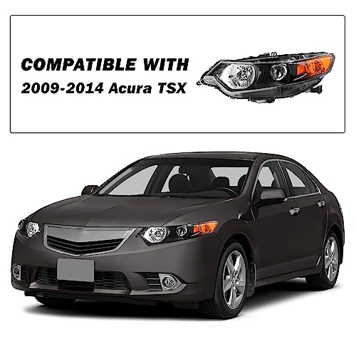 SOCKIR - For 2009-2014 Acura TSX [Factory HID/Xenon/Ballast Model] Projector Headlight Assembly Headlamp Replacement Pair (Driver & Passenger Side)