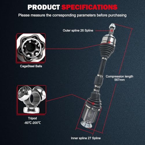 CCIYU CV Axle Shaft Assembly for Honda Civic 2014 2015 - Front Right - Replace# NCV36162