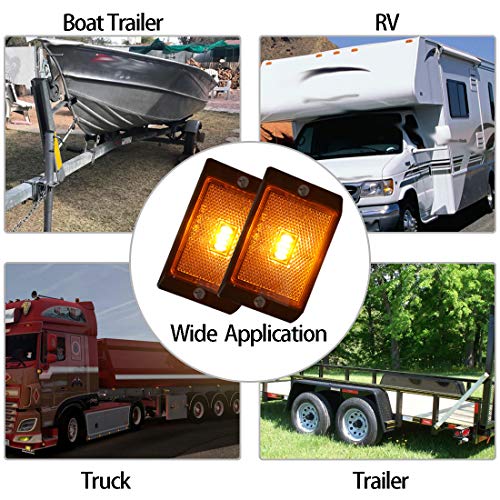 CZC AUTO LED Amber Side Marker Lights Sealed Submersible LED Clearance Reflector Lamps Waterproof Trailer Running Lights for 12V Boat Trailer Truck Marine RV (2 pack)