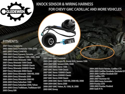 Dual Knock Sensors with Wiring Harness and Intake Manifold Gasket Kit | for Chevy Silverado Avalanche Tahoe, GMC Sierra Yukon, Cadillac Hummer & More GM Vehicles | Replace# 12601822,213-3521,89060413