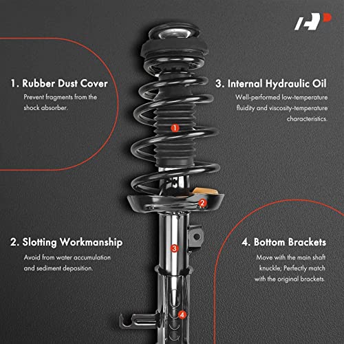 A-Premium Front Complete Struts Compatible with Mercedes-Benz [AWD] C230 2008-2009, C250 2010-2012, C300 2008-2014, C350 2008-2014 - 2x Replacement Suspension Shock Absorber with Coil Spring Assembly