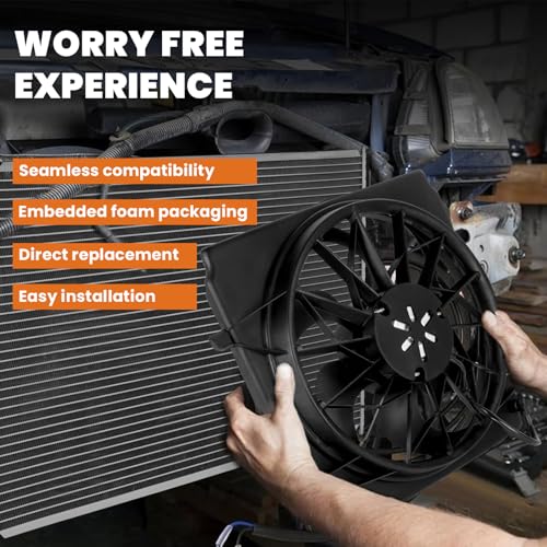 KUIPERAUTO A/C Condenser Radiator Cooling Fan Assembly 621-392 7T4Z8C607A FO3115177 Compatible with 2007-2015 Ford Edge Compatible with 2007-2015 Lincoln MKX Pickup Truck