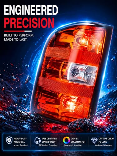 FOMIUZY Tail Lights Assembly Fit 07-13 Chevy Silverado 1500 2007 2008 2009 2010 2011 2012 2013 2014 Chevrolet 2500 3500 HD 2500HD 3500HD Rear Brake Back Taillight Cover Left Driver Right Passenger
