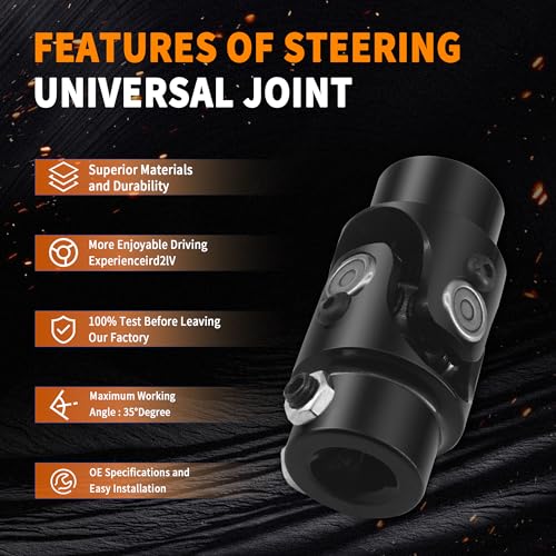 3/4-30 Spline X 3/4" DD Black Steering Universal Joint Single U Joint Shaft