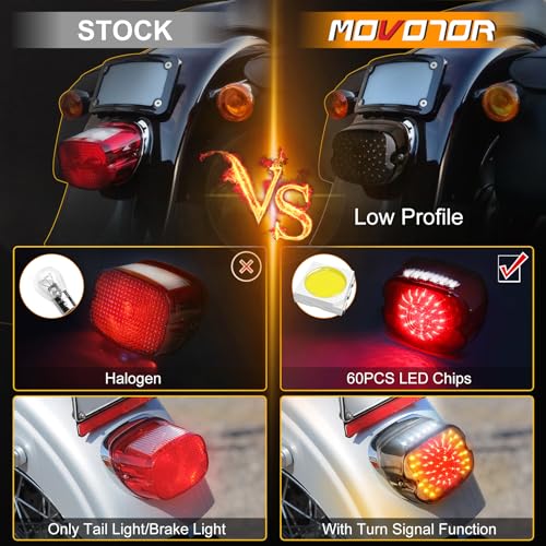MOVOTOR Led Tail Light LED Brake Turn Signal Rear Light Low Profile Smoked Taillights Compatible with Harley Davidson Dyna Sportster 883 1200 Road King