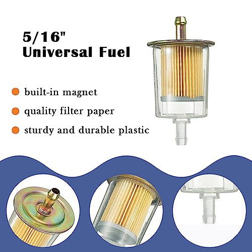 HayEastdor 4PCS 5/16" Universal Fuel Filters with 8PCS 14mm Hose Clamps Gas Inline Fuel Filter Replacement for Motorcycles, Cars, Trucks HE007